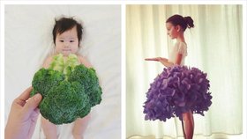 Šaty z brokolice či okvětních lístků? Rodiče zaplavují internet vtipnými fotkami