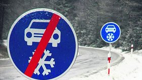 Takhle může během několika dnů vypadat situace s dopravním značením na sjezdech z dálnice D1 přes Vysočinu. Kraj tak chce šoférům na letních gumách znemožnit sjezd z dálnice na souběžné komunikace.