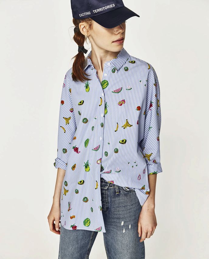 Pruhovaná košile s ovocem, Zara, 599 Kč