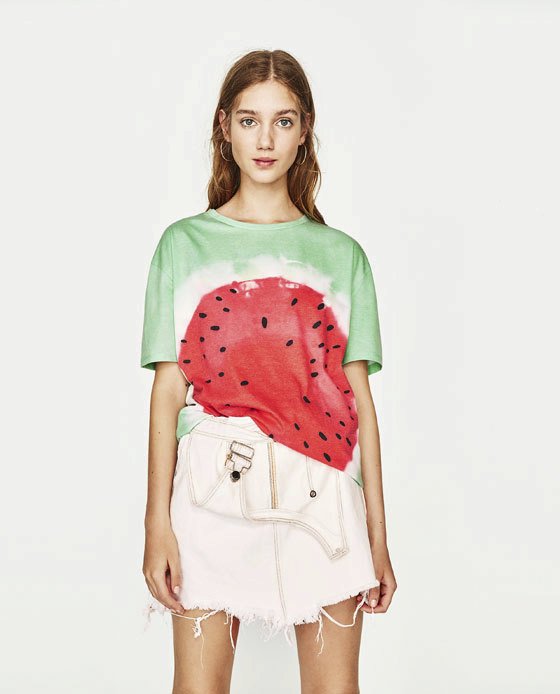 Oversized tričko s melounem, Zara, 399 Kč