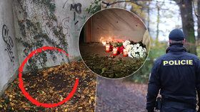 Tady policisté našli bezvládné tělo pohřešované Niny. Od úterního dne se na místě tragédie začaly objevovat svíčky a květiny.