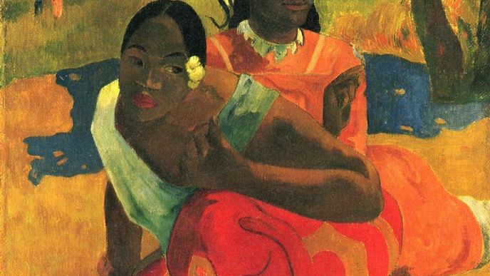 Obraz  Nafea faa ipoipo - Kdy se vdáš? z roku 1892, který namaloval Paul Gauguin