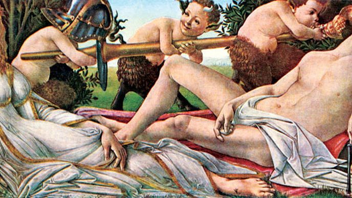 Obraz: Sandro Batticelli, Mars a Venuše, 1485