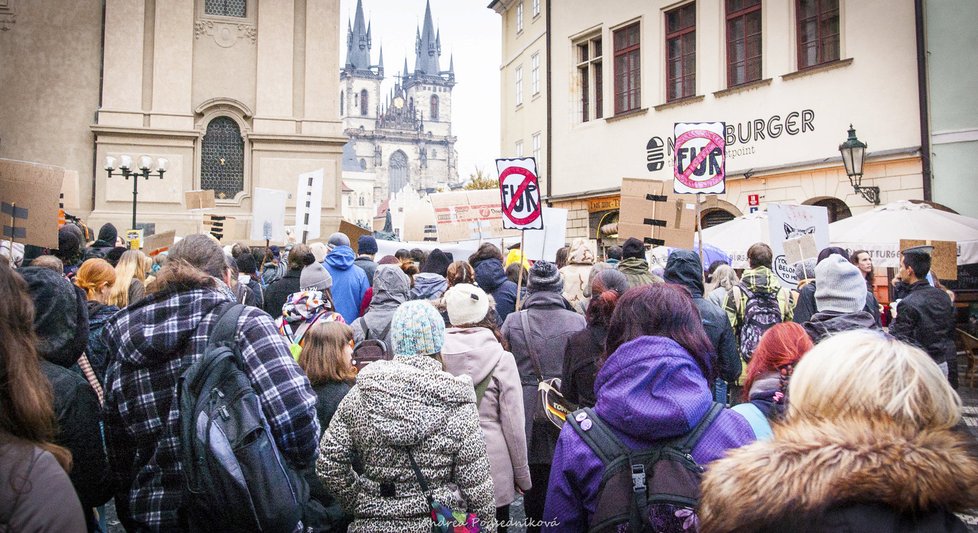 Na demonstraci proti kožešinám dorazilo něco přes 600 lidí.