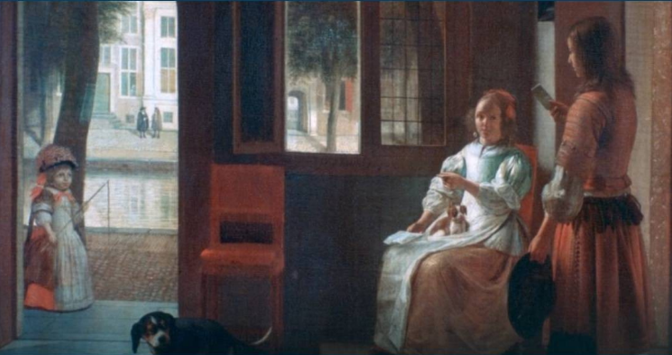 Dílo z roku 1670 nizozemského malíře Pietera de Hoocha údajně zachycuje ženu se smartphonem v ruce