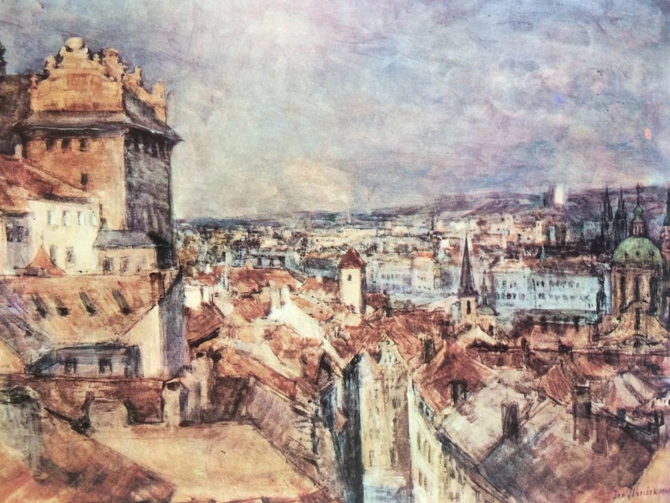 Panorama Prahy namaloval Slavíček v roce 1944.