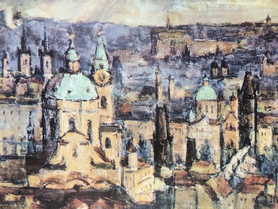 Takto panorama Prahy namaloval Slavíček v roce 1950.