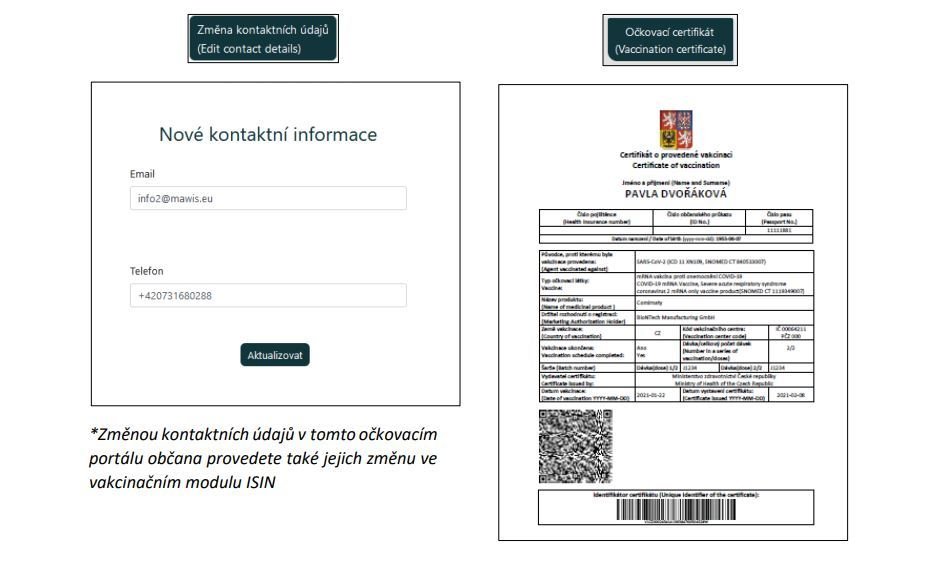 Prostředí očkovacího portálu Očko