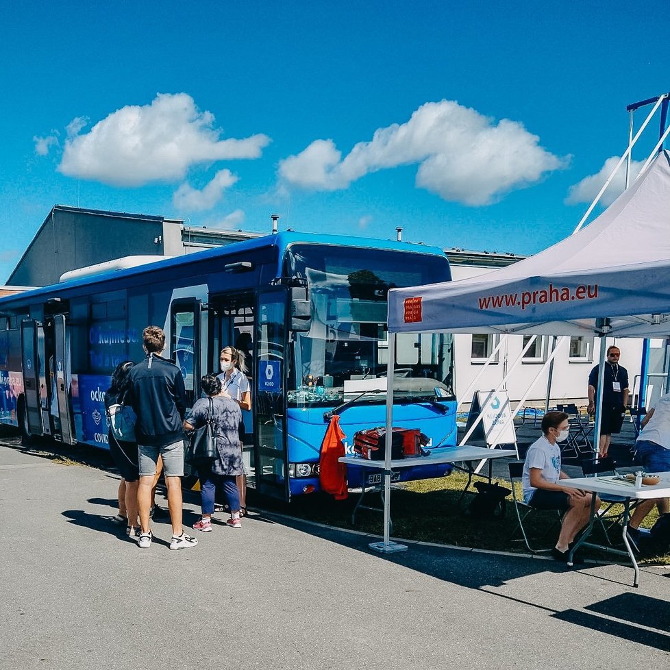 Očkovací autobus v Praze