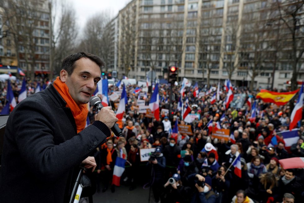 Protesty proti očkovacím pasům ve Francii (23. 1. 2022)