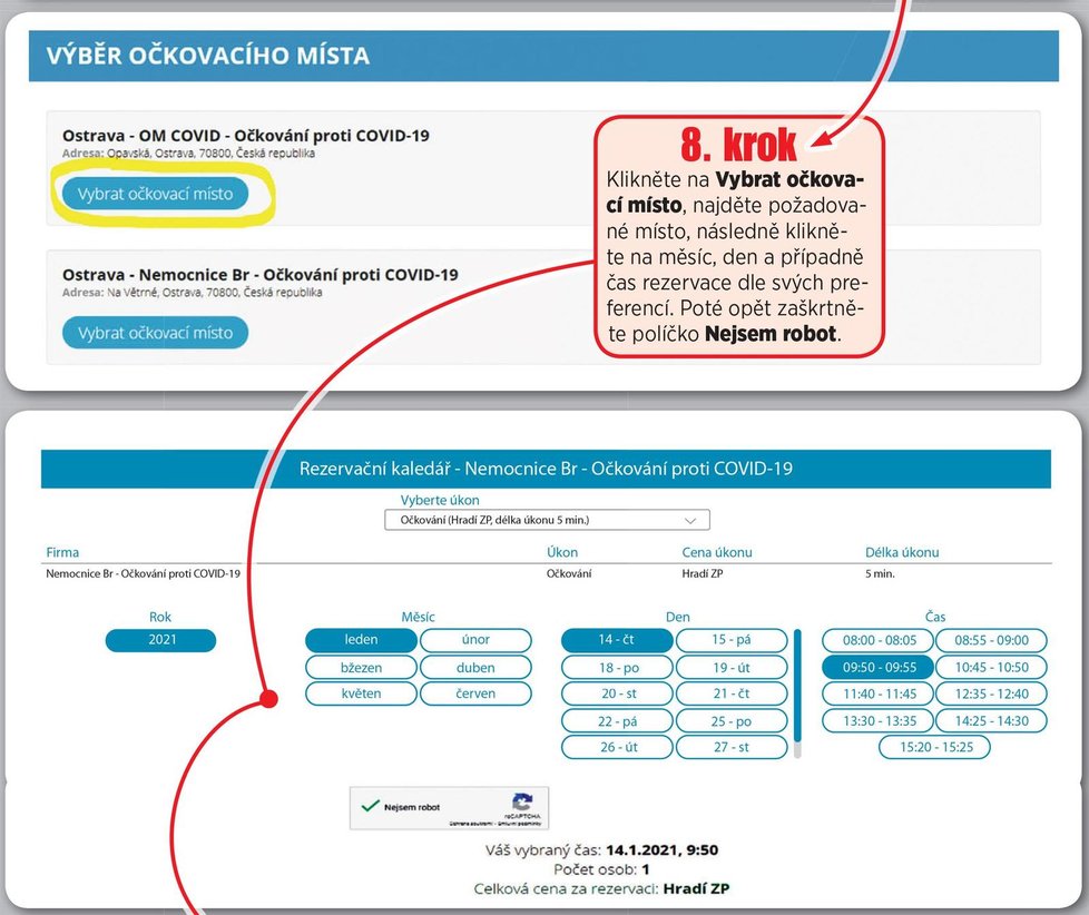 Rezervace na očkování: Krok 8