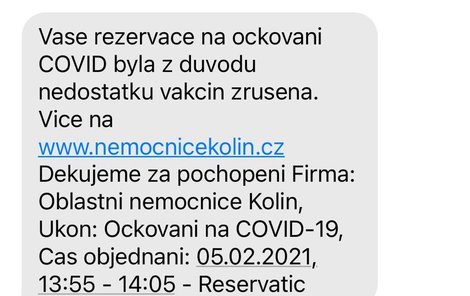 SMS o zrušení termínu očkování