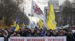 Demonstrace proti povinnému očkování v Kyjevě