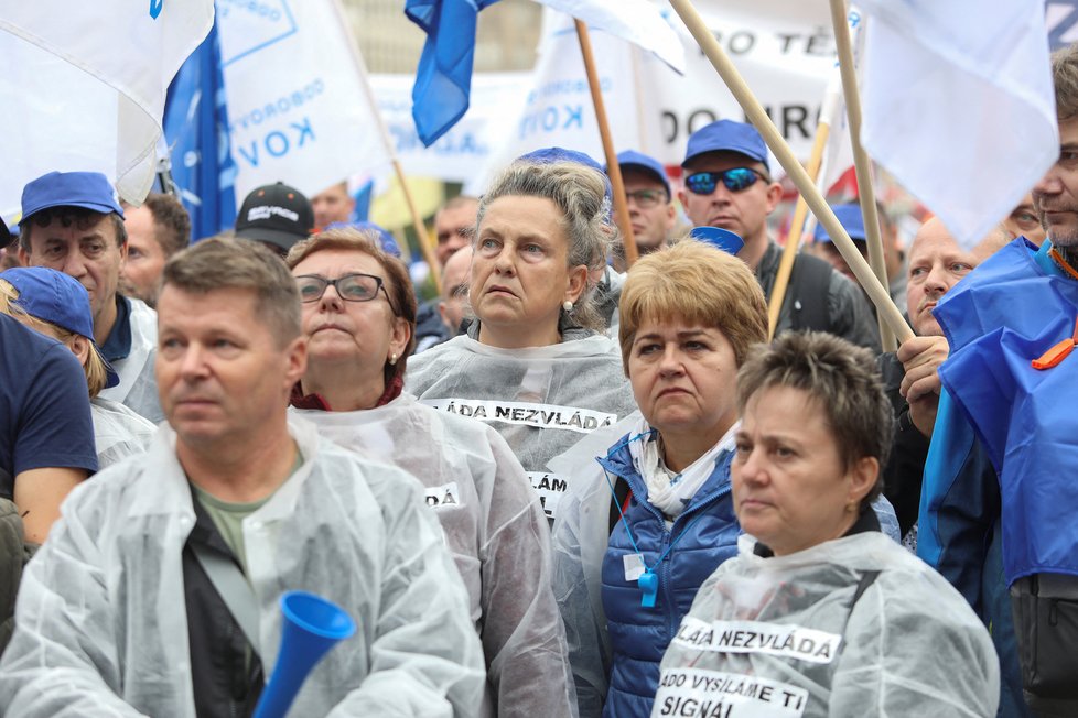 Protest odborářů a jejich příznivců na Václavském náměstí (8.10.2022)