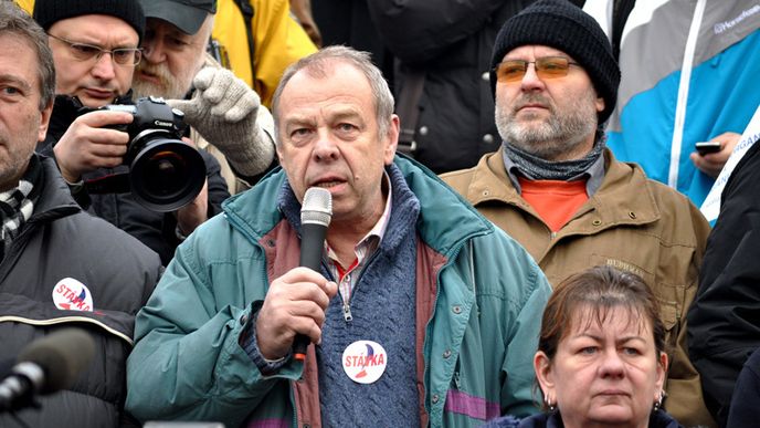 Protestní akce odborářů na pražském Palackého náměstí, 8.12.2010