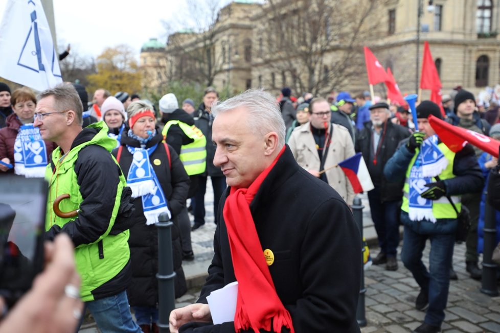 Stávka v ČR: Šéf odborů Josef Středula (27. 11. 2023)