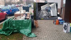 Nepořádek u některých kontejnerů v Plzni, uvnitř mnohdy končí i odpad, který patří do sběrného dvora.