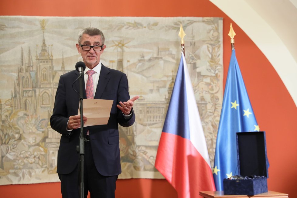 Premiér Andrej Babiš na prvním předávání cen Odpovědných zahraničních investorů (14. 10. 2019)