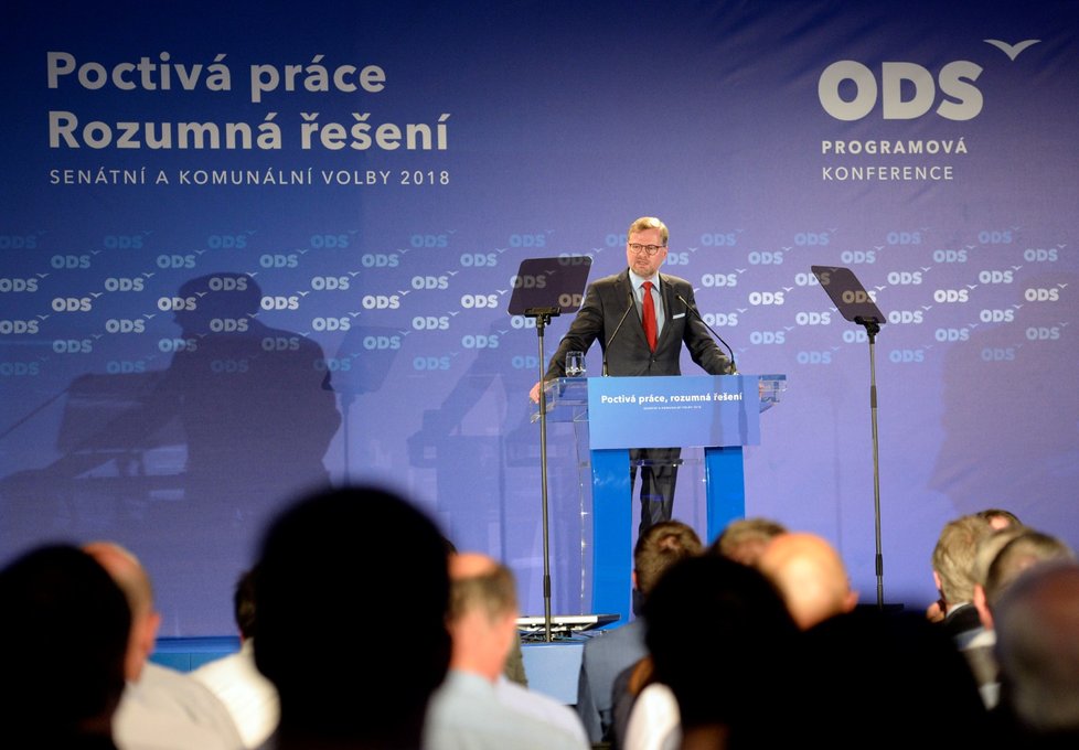 Předseda ODS Petr Fiala na programové konferenci 26. května v Líbeznicích u Prahy