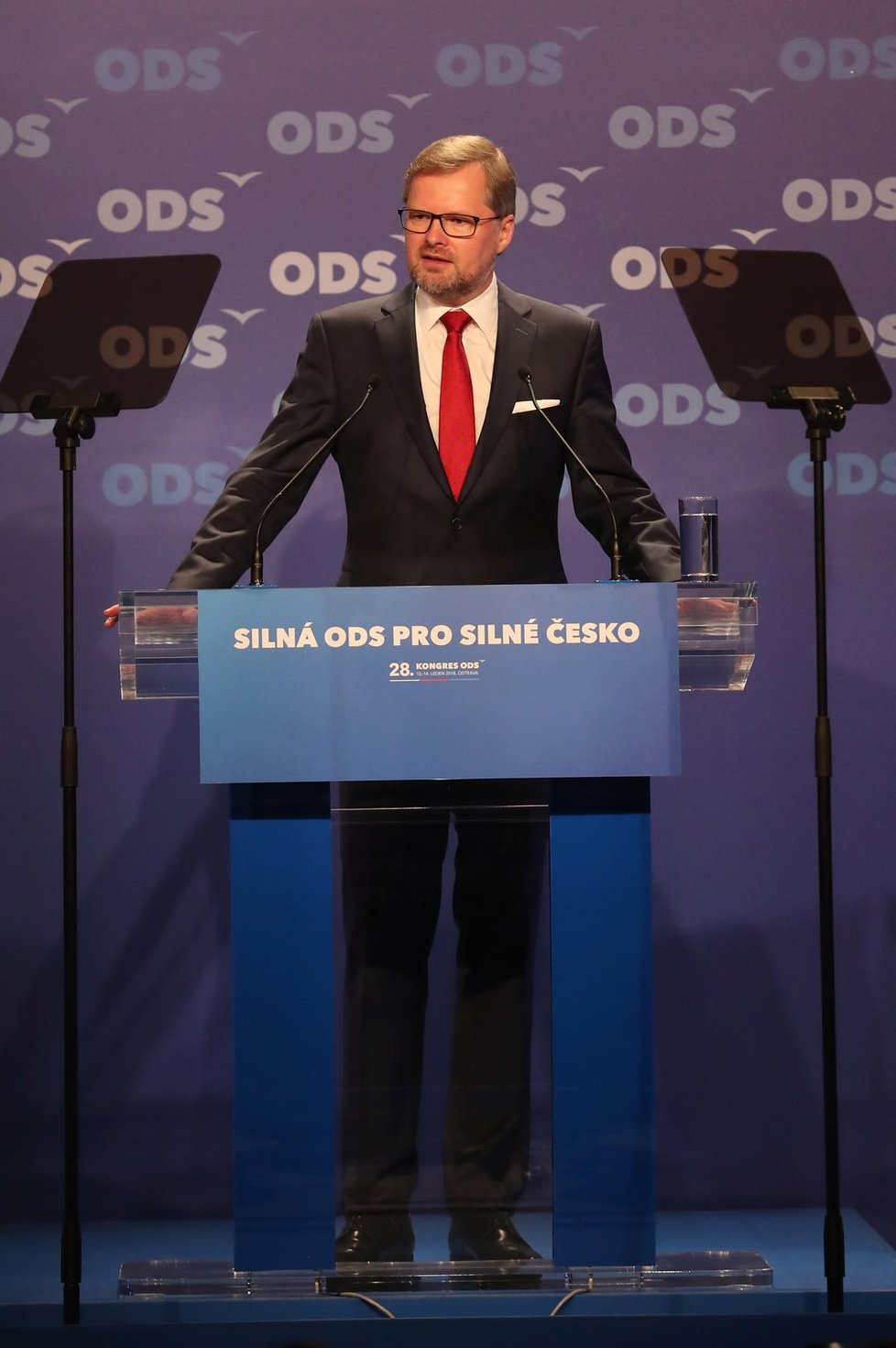 Předseda ODS Petr Fiala pronesl řeč na sněmu strany.