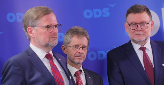 29. kongres ODS: Kompletní nové vedení strany na tiskové konferenci - ilustrační snímek