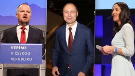 Petr Fiala, Ivan Langer a Alexandra Udženija na kongresu ODS