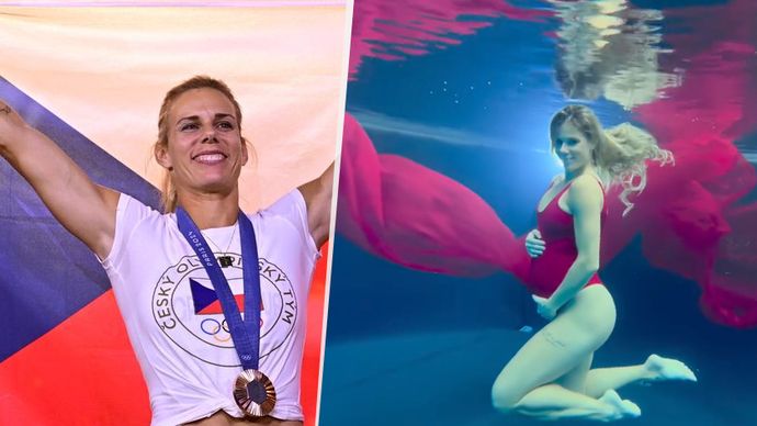 Těhotná oštěpařka Nikola Ogrodníková má za sebou focení ve vodě. A ohromně jí to seklo!