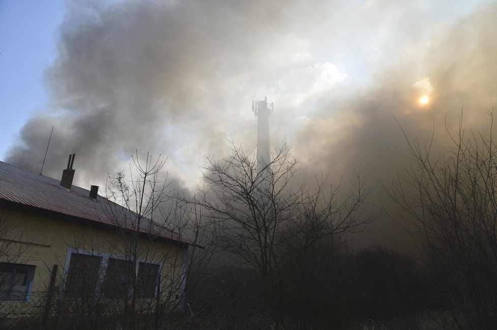 Plameny zachvátily jednu z hal mrazíren v Mochově u Prahy.