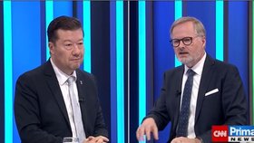 Partie Terezie Tománkové: Předseda PS Tomio Okamura (SPD) a poslanec Petr Fiala (ODS).