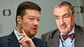 Předseda Svobody a přímé demokracie Tomio Okamura a čestný šéf TOP 09 Karel Schwarzenberg