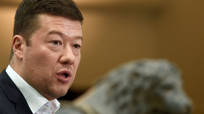 Tomio Okamura - předseda SPD na tiskové konferenci v Poslanecké sněmovně