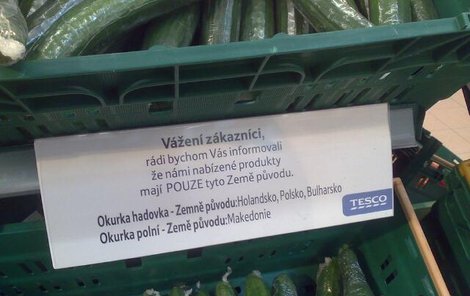 Tesco - Země původu: Holandsko, Polsko, Bulharsko, Makedonie