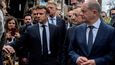 Francouzský prezident Emmanuel Macron, italský premiér Mario Draghi a německý kancléř Olaf Scholz v ukrajinském městě Irpiň
