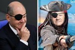"Pirát" Scholz: Německý kancléř s páskou přes oko zaujal i vtipálky