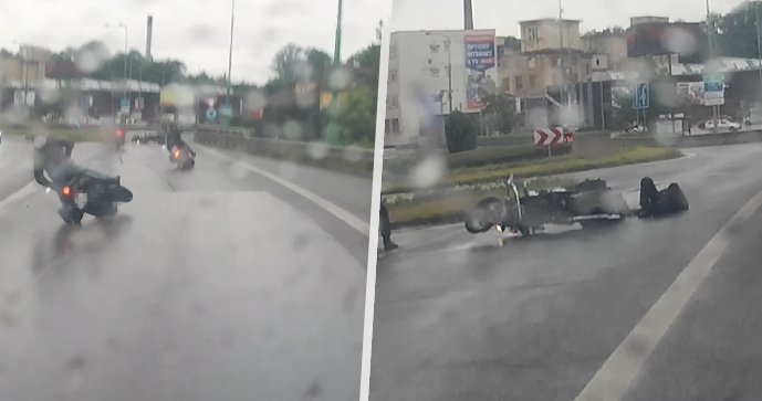 Trojice motorkářů spadla v Jaroměři ze svých strojů. Najeli na olejovou skvrnu.
