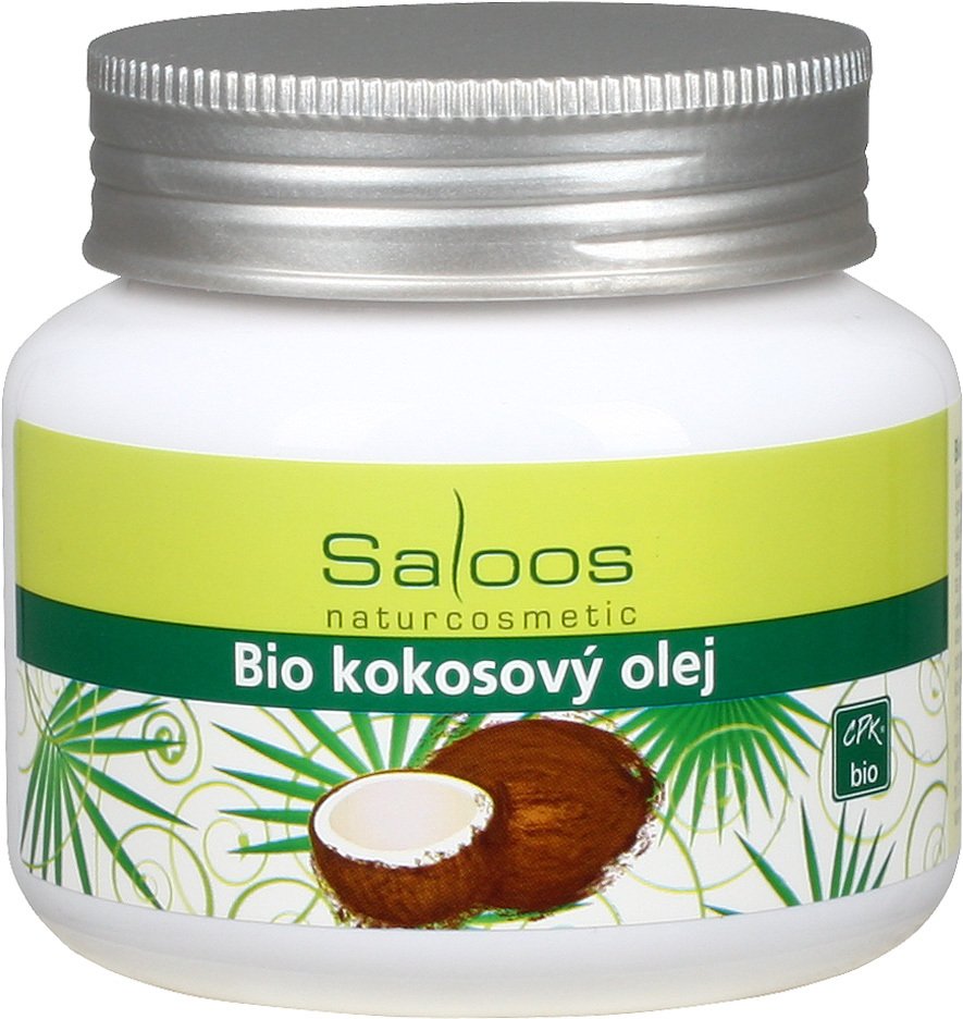 Bio kokosový olej, Saloos, 250 ml, 249 Kč.