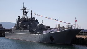 Ruská loď Oleněgorskij Gorňak, kterou Ukrajinci zasáhli námořním dronem (4.8.2023)