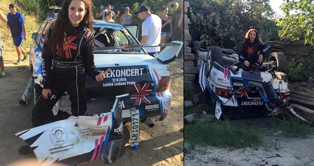 Krásná závodnice Olga Lounová havarovala na Barum Rallye: Auto obrátila na střechu
