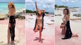 Sexy Lounová natáčí na růžové pláži: Obdivovala domov hollywoodské hvězdy!