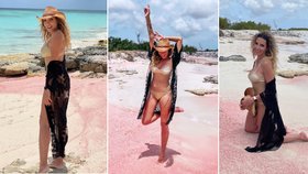 Olga Lounová na pláži na exotickém ostrově Barbuda