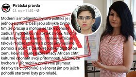 Místopředsedkyně Pirátů Olga Richterová u soudu požaduje omluvu a odškodnění za šíření dezinformací.