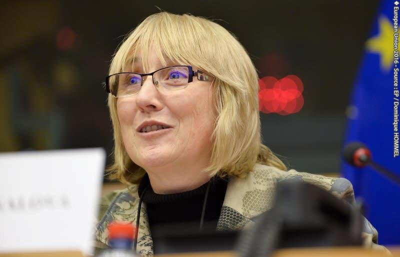 Česká europoslankyně Olga Sehnalová (ČSSD) v Evropském parlamentu.