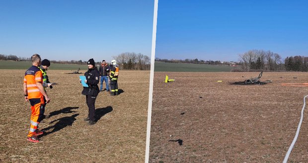 Při pádu vrtulníku v Olomouci zemřel pilot (†70). Policie hledá svědky