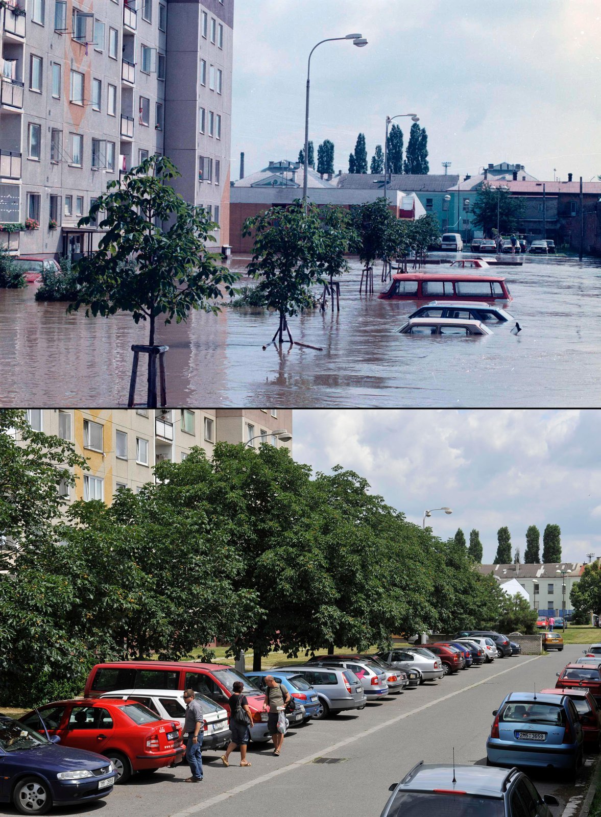 OLOMOUC - Povodně v Olomouci zatopily více než třetinu území města a zanechaly za sebou zkázu ve čtvrtích ležících při řece Moravě – zejména v Černovíře, Lazcích a Nových Sadech. Auta byla pod vodou.