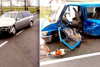 Čtyři zranění při autonehodě na Olomoucku: řidiče dodávky museli hasiči z auta vyprošťovat