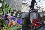 Lidé nosí výzdobu na hroby českých velikánů