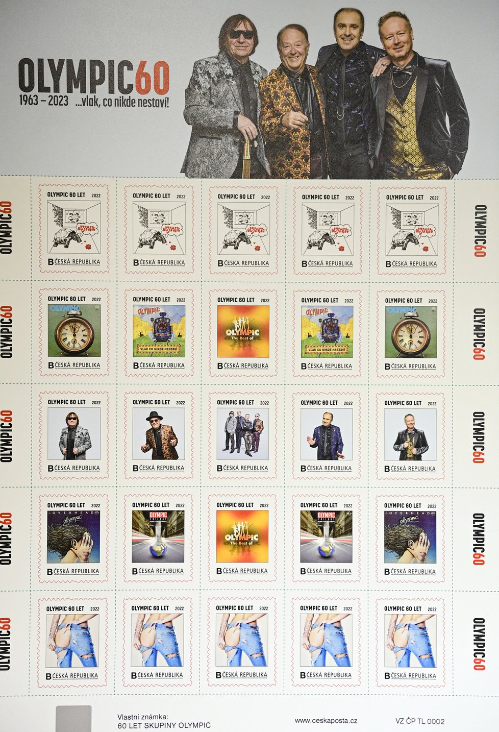 Aršík poštovních známek k 60. výročí Olympiku.