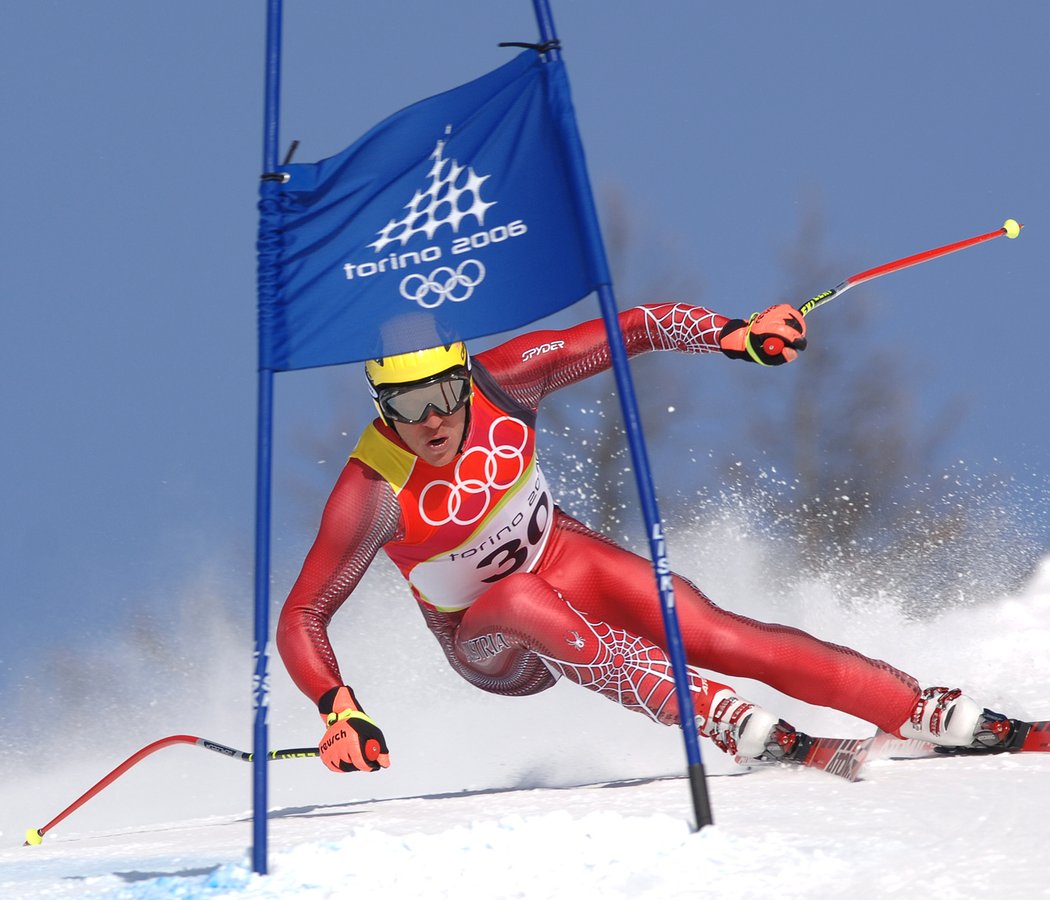 Hermann Maier při olympijském závodě v Turíně