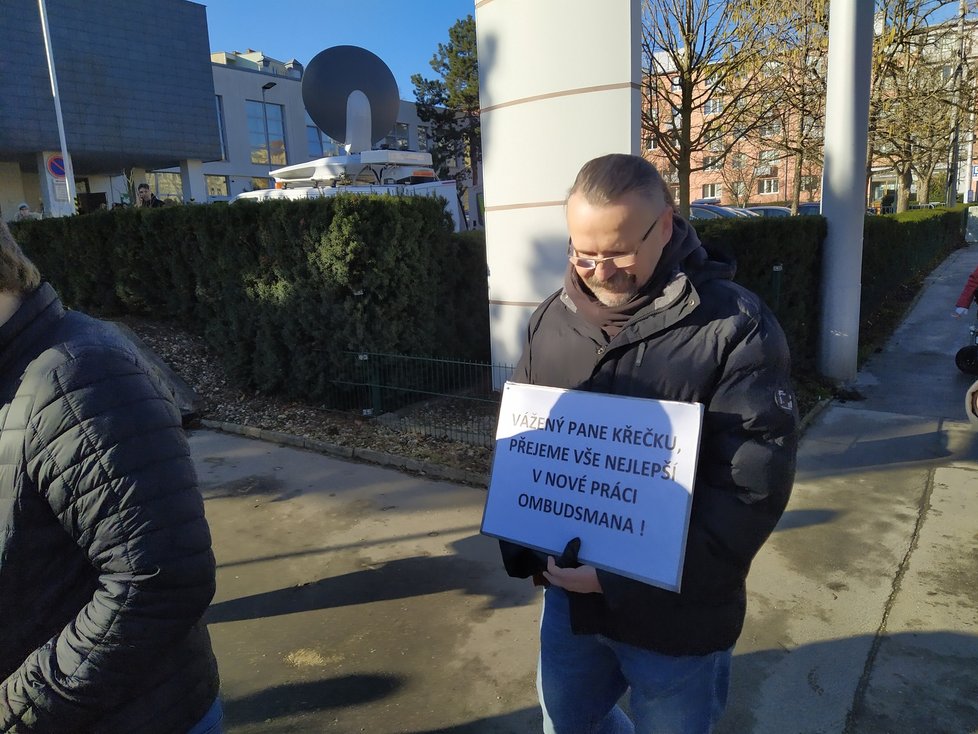 Protest proti ombudsmanovi Stanislavu Křečkovi v Brně (20.2.2020)