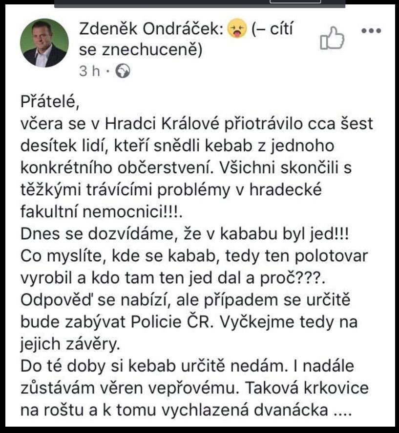 Zdeněk Ondráček na Facebooku